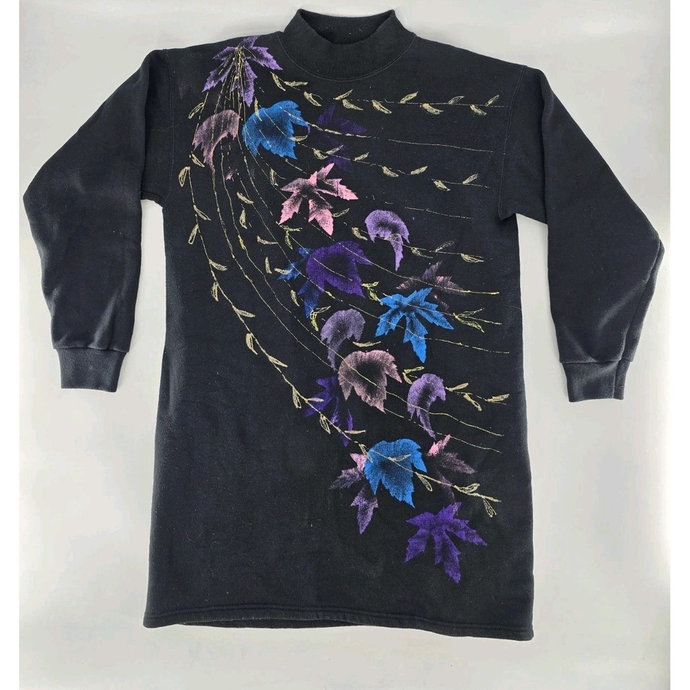 Vtg 90s Lee Sturdy Sweats Women's Blk Graphic Sweatshirt One Size - USA - Blend